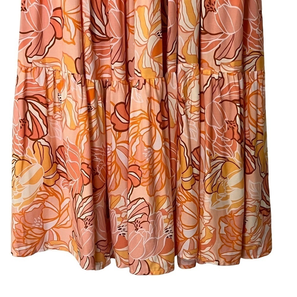 NWT Hello Molly Tiered Ruffled Maxi Skirt XS Tangerine fairy whimsical flowing - Picture 6 of 11
